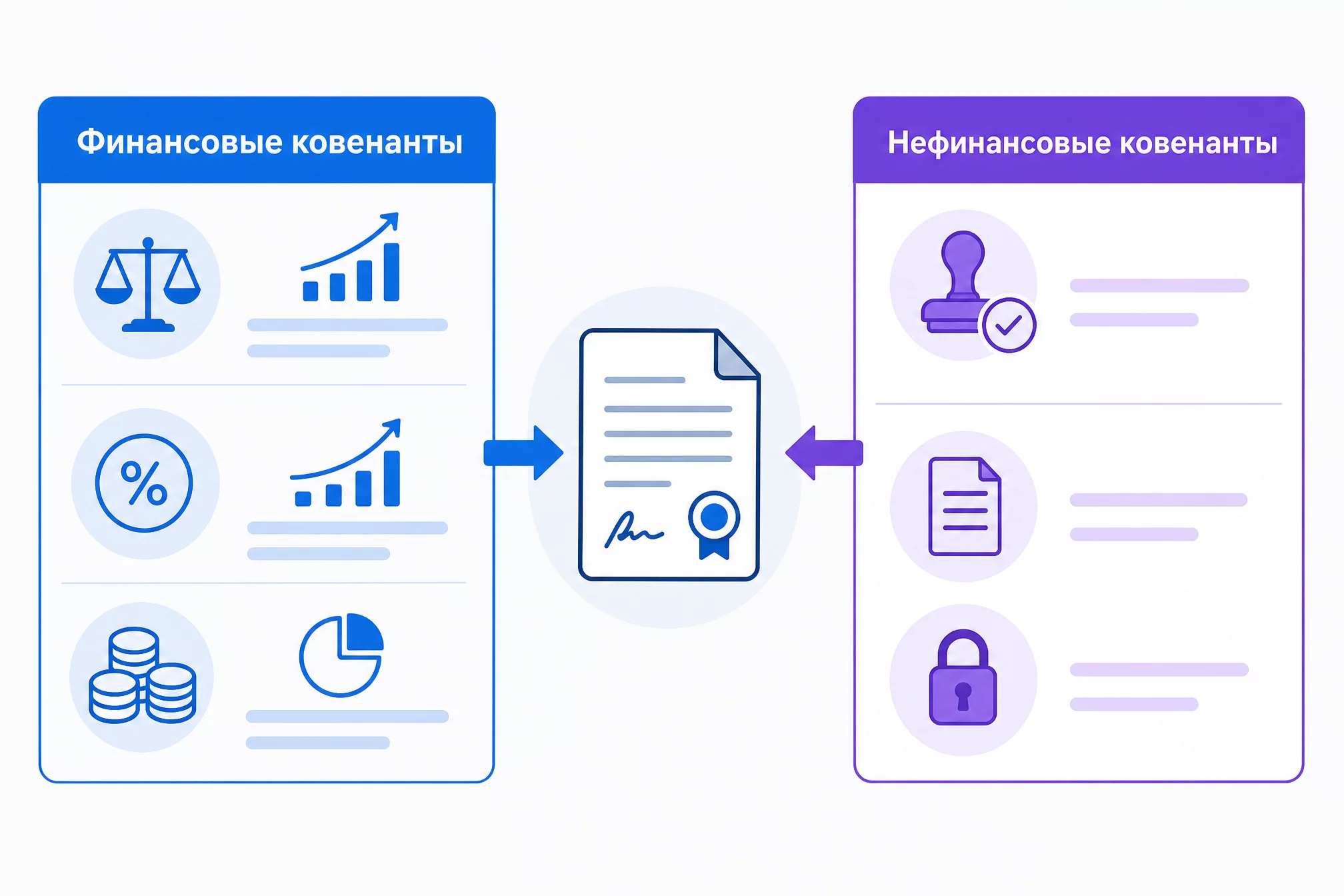 Схема финансовых и нефинансовых ковенантов кредитного договора: пороговые значения долг/EBITDA, покрытие процентов, ограничения на дивиденды