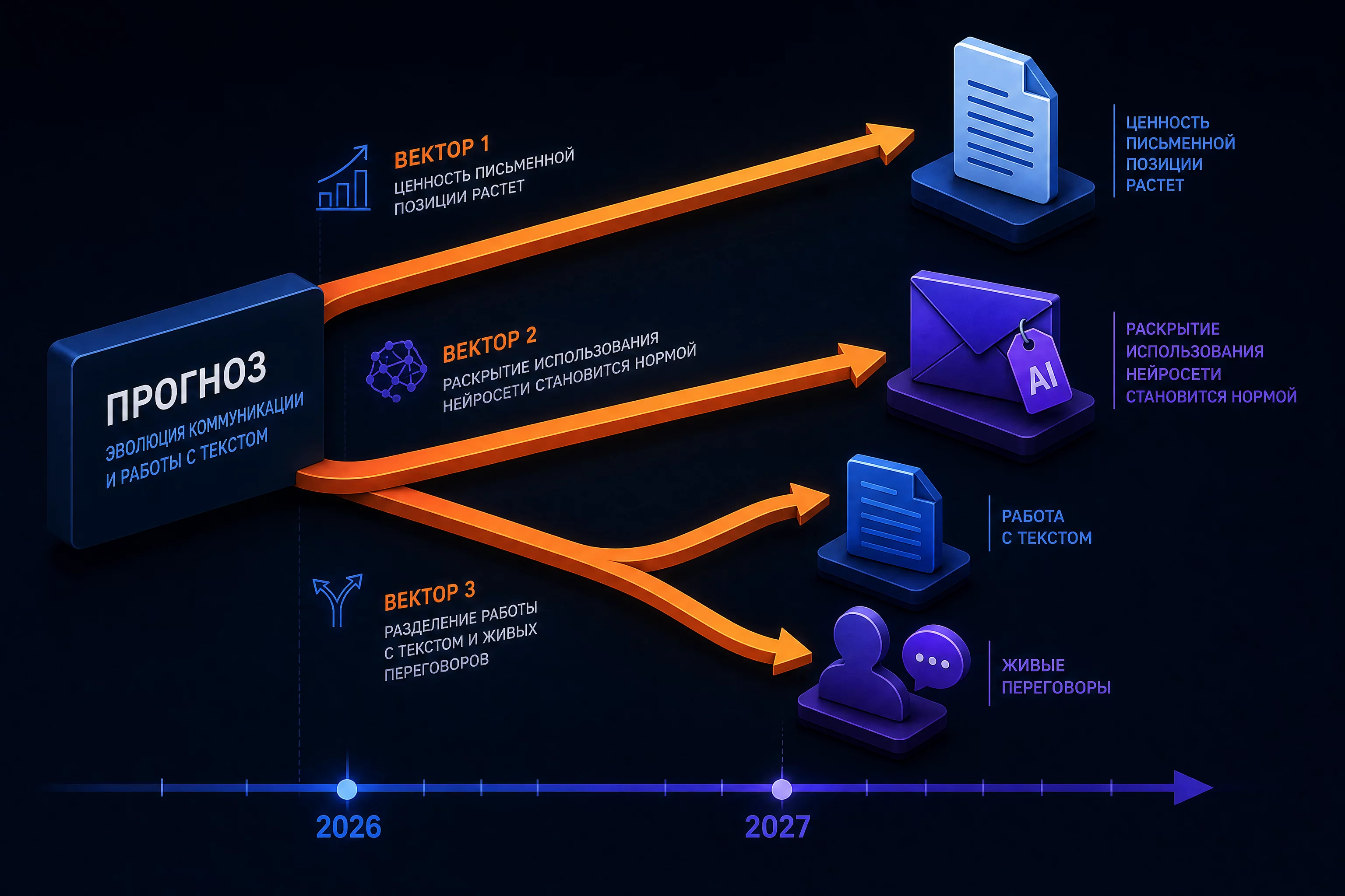 Прогноз изменений в коммуникациях бухгалтера к 2027 году: рост ценности письменной позиции, норма раскрытия использования нейросети и разделение работы с текстом и живыми переговорами