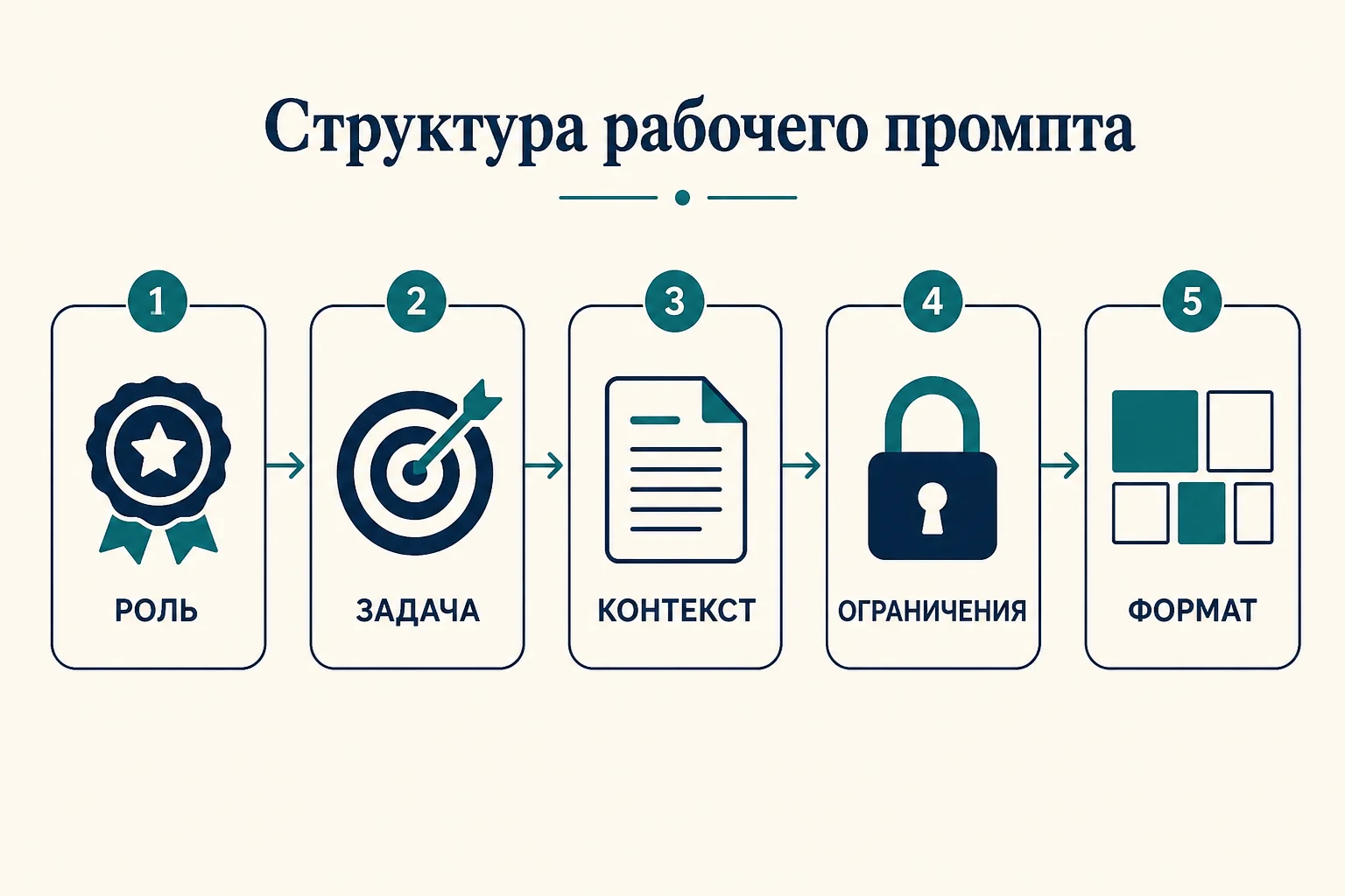 Структура рабочего промпта для ChatGPT: роль, задача, контекст, ограничения, формат ответа